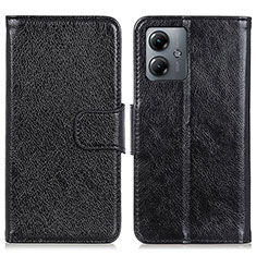 Leather Case Stands Flip Cover Holder N05P for Motorola Moto G14 Black