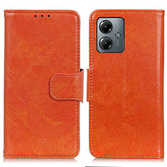 Leather Case Stands Flip Cover Holder N05P for Motorola Moto G14 Orange