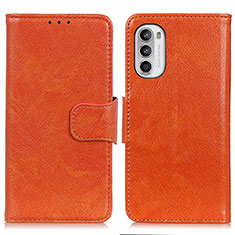 Leather Case Stands Flip Cover Holder N05P for Motorola Moto G71s 5G Orange