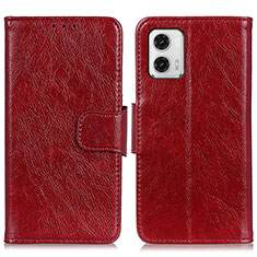 Leather Case Stands Flip Cover Holder N05P for Motorola Moto G73 5G Red