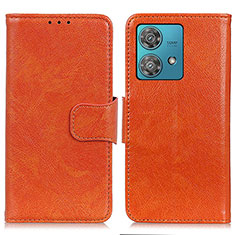 Leather Case Stands Flip Cover Holder N05P for Motorola Moto G84 5G Orange