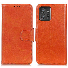 Leather Case Stands Flip Cover Holder N05P for Motorola ThinkPhone 5G Orange