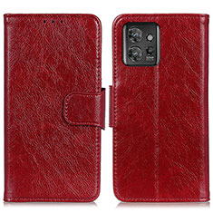 Leather Case Stands Flip Cover Holder N05P for Motorola ThinkPhone 5G Red