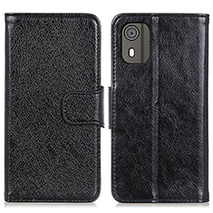 Leather Case Stands Flip Cover Holder N05P for Nokia C02 Black