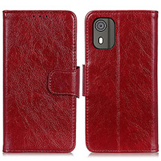 Leather Case Stands Flip Cover Holder N05P for Nokia C02 Red