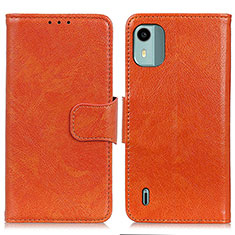 Leather Case Stands Flip Cover Holder N05P for Nokia C12 Orange