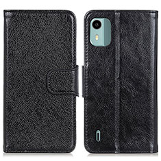 Leather Case Stands Flip Cover Holder N05P for Nokia C12 Pro Black