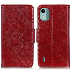 Leather Case Stands Flip Cover Holder N05P for Nokia C12 Pro Red