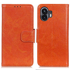 Leather Case Stands Flip Cover Holder N05P for Nothing Phone 2 Orange