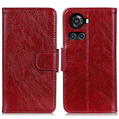 Leather Case Stands Flip Cover Holder N05P for OnePlus 10R 5G Red