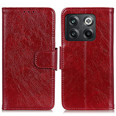 Leather Case Stands Flip Cover Holder N05P for OnePlus 10T 5G Red