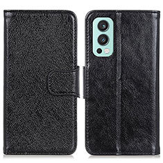 Leather Case Stands Flip Cover Holder N05P for OnePlus Nord 2 5G Black