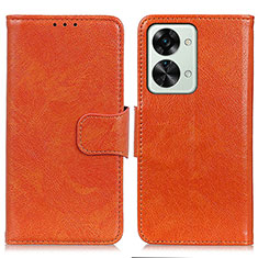 Leather Case Stands Flip Cover Holder N05P for OnePlus Nord 2T 5G Orange