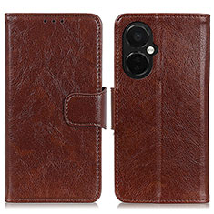 Leather Case Stands Flip Cover Holder N05P for OnePlus Nord CE 3 5G Brown