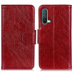 Leather Case Stands Flip Cover Holder N05P for OnePlus Nord CE 5G Red