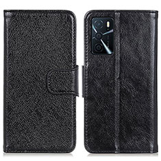 Leather Case Stands Flip Cover Holder N05P for Oppo A16s Black