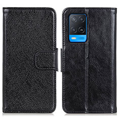 Leather Case Stands Flip Cover Holder N05P for Oppo A54 4G Black