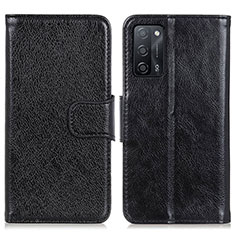 Leather Case Stands Flip Cover Holder N05P for Oppo A55 5G Black