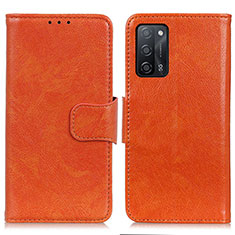 Leather Case Stands Flip Cover Holder N05P for Oppo A55 5G Orange