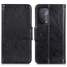 Leather Case Stands Flip Cover Holder N05P for Oppo A74 5G Black