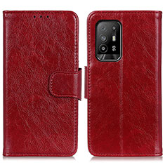 Leather Case Stands Flip Cover Holder N05P for Oppo A94 5G Red