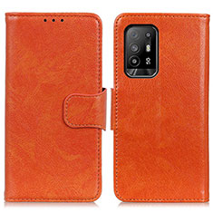 Leather Case Stands Flip Cover Holder N05P for Oppo A95 5G Orange