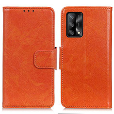 Leather Case Stands Flip Cover Holder N05P for Oppo F19 Orange