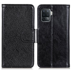 Leather Case Stands Flip Cover Holder N05P for Oppo F19 Pro Black