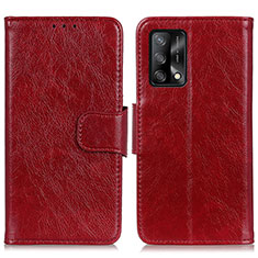 Leather Case Stands Flip Cover Holder N05P for Oppo F19 Red