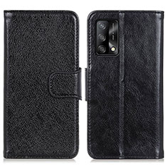 Leather Case Stands Flip Cover Holder N05P for Oppo F19s Black