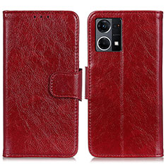 Leather Case Stands Flip Cover Holder N05P for Oppo F21 Pro 4G Red