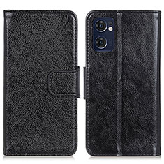 Leather Case Stands Flip Cover Holder N05P for Oppo Find X5 Lite 5G Black