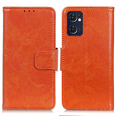 Leather Case Stands Flip Cover Holder N05P for Oppo Find X5 Lite 5G Orange