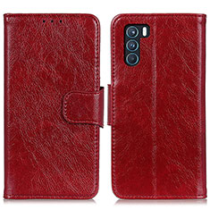 Leather Case Stands Flip Cover Holder N05P for Oppo K9 Pro 5G Red