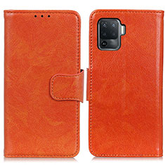 Leather Case Stands Flip Cover Holder N05P for Oppo Reno5 F Orange