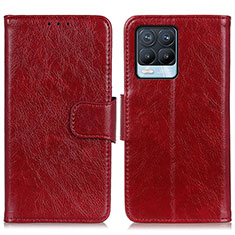 Leather Case Stands Flip Cover Holder N05P for Realme 8 4G Red