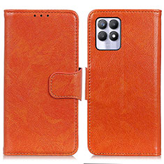 Leather Case Stands Flip Cover Holder N05P for Realme 8i Orange