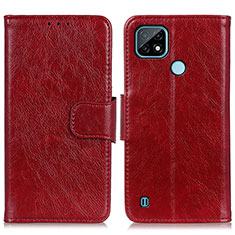 Leather Case Stands Flip Cover Holder N05P for Realme C21 Red