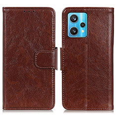 Leather Case Stands Flip Cover Holder N05P for Realme Narzo 50 Pro 5G Brown