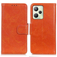 Leather Case Stands Flip Cover Holder N05P for Realme Narzo 50A Prime Orange