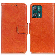 Leather Case Stands Flip Cover Holder N05P for Realme Q5 5G Orange