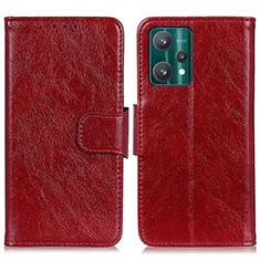 Leather Case Stands Flip Cover Holder N05P for Realme V25 5G Red