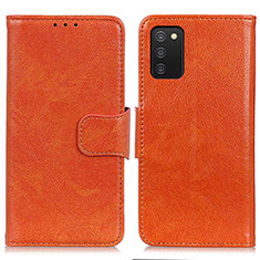 Leather Case Stands Flip Cover Holder N05P for Samsung Galaxy A03s Orange