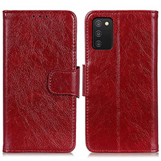 Leather Case Stands Flip Cover Holder N05P for Samsung Galaxy A03s Red