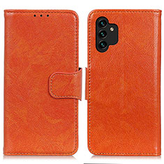 Leather Case Stands Flip Cover Holder N05P for Samsung Galaxy A13 4G Orange