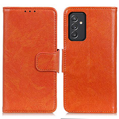 Leather Case Stands Flip Cover Holder N05P for Samsung Galaxy A15 LTE Orange