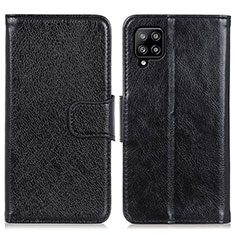 Leather Case Stands Flip Cover Holder N05P for Samsung Galaxy A22 4G Black