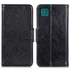 Leather Case Stands Flip Cover Holder N05P for Samsung Galaxy A22 5G Black