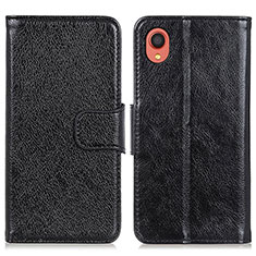 Leather Case Stands Flip Cover Holder N05P for Samsung Galaxy A22 5G SC-56B Black