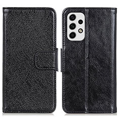 Leather Case Stands Flip Cover Holder N05P for Samsung Galaxy A23 4G Black